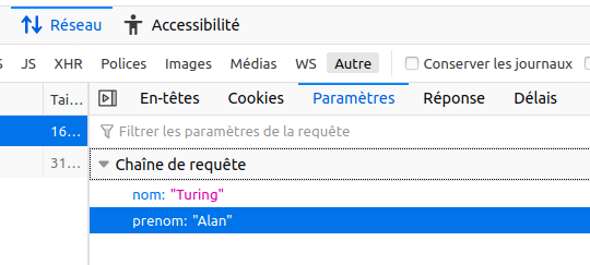 chaîne de paramètres